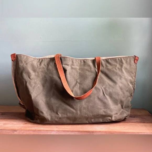 Arden + James Waxed Canvas and Leather Carryall Tote Bag